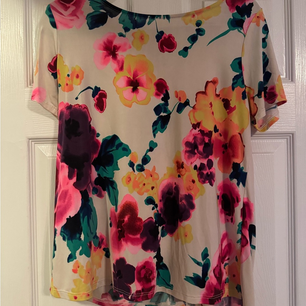 Sew In Love Cream Purple Boxy Short Sleeve Blouse